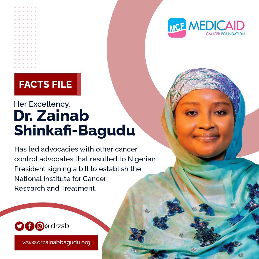 Did you know?

First Lady of Kebbi state H.E @DrZSB through her @MedicaidCF along with other cancer control advocates pushed for the establishment of the National institute for cancer research and treatment? 

#MyHealthHero