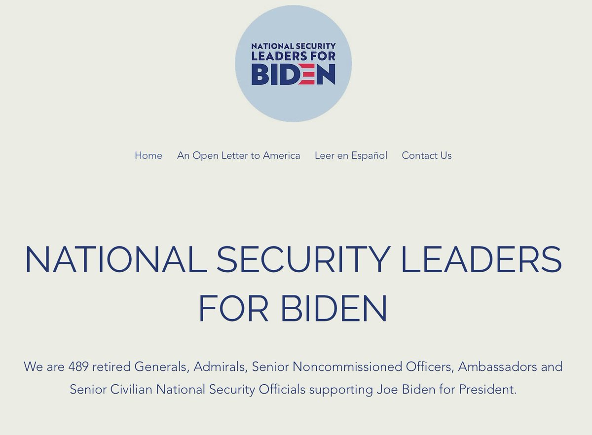 Open Letter List of 489 Retired Generals, Admirals, Sr. Noncommissioned Officers, Ambassadors & Sr. Civilian National Security Officials Supporting Joe Biden for President: @POTUS  @CYBERCOM_DIRNSA  @GenFlynn  https://www.nationalsecurityleaders4biden.com/ 