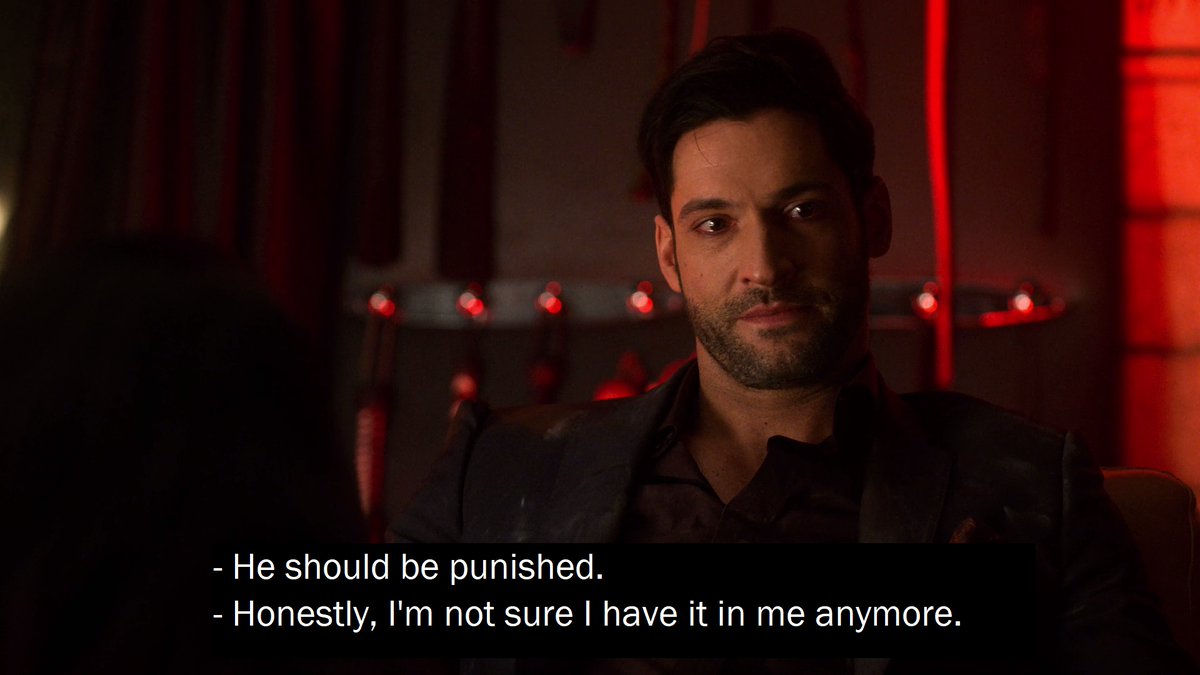 Then Eve defines the Devil as the punisher she mistakingly thinks he was & is supposed to be. Doesn't even know what kind of punisher, probably assumes from stories! Strength, beatings, no limits and still fun! Unknowingly pushes  #Lucifer   over the edge and worsen his crisis 14/21