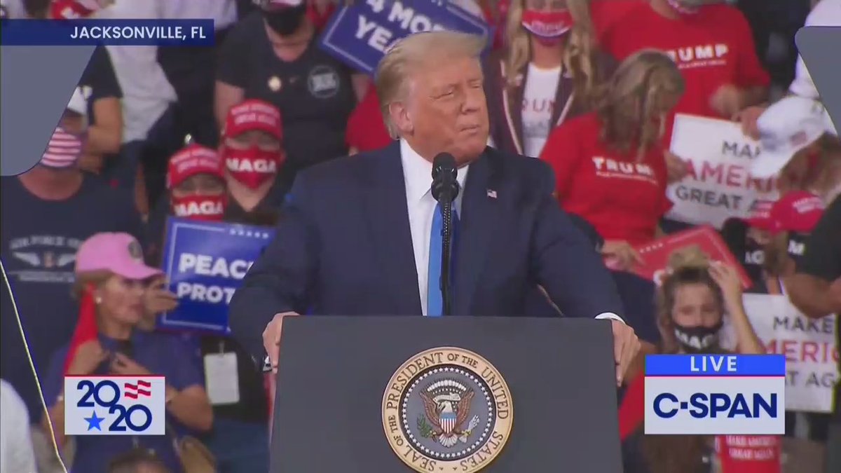 The Trump Superspreader Tour 2020 is in Jacksonville, Florida, tonight. Follow for a video thread.