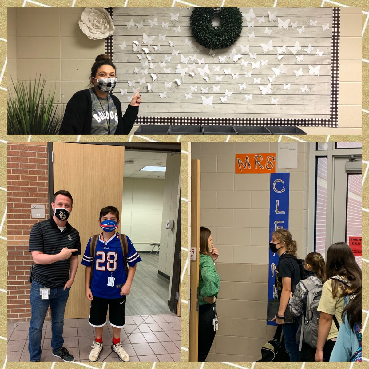Brookside_IS's tweet photo. Such a great Friday Eve back on campus! Look at those ๐ฆ that represent ๐ already read this year in Mrs. Montes class, Mr. Morrisโs Buffalo Bills Buddy, and classroom greetings at the ๐ช in Mrs. Clemmerโs room! Welcome back to campus, Bulldogs! #BISimpact https://t.co/FPDoIsb9mq