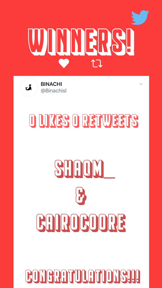 Binachisl's tweet photo. Congratulations to the winners of the giveaway @shaqm_ @cairocoore 🎉
Contact us via DM to arrange the prizes.
We can’t wait to see you in your new Binachi tees.
#binachi #simplyredefined https://t.co/sHtnmd2JJI