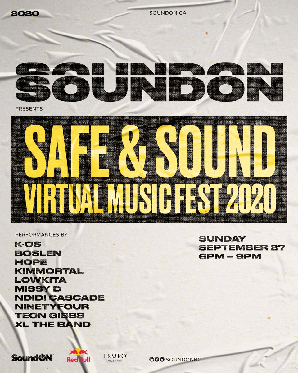 soundonbc's tweet photo. SATURDAY &amp; SUNDAY @ 7PM 🔥⁠⠀
@vanmuralfest Presents: Patio Session Vol 1 &amp; 2!⁠
⠀
SUNDAY @ 6PM 🔥⁠⠀
@safeandsoundent &amp; @footlockercanada, present Safe &amp; Sound Music Fest! ⁠⠀

SUNDAY @ 7PM ⁠⠀
@musicheals_ca presents: @bluelightsessions with @937jrcountry⁠
⁠⠀
#soundonbc https://t.co/4vN50NxdNr