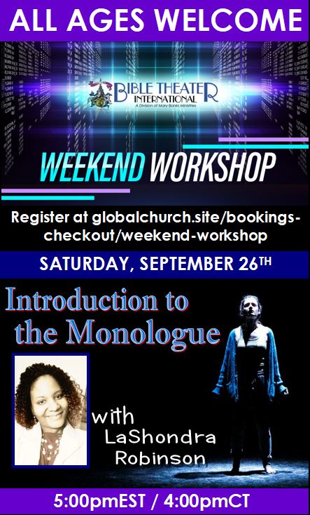 MSOGodChild's tweet photo. Academy of the Arts' Weekend Workshop

We will be learning:
Saturday, 9/26/20 @ 5:00pmEST/4:00pmCST - Introduction to the Monologue with LaShondra Robinson

All ages are welcome
Absolutely ***FREE***

To register, please click on the link:
https://t.co/gJR4emyysb https://t.co/HrDMCpV1HB