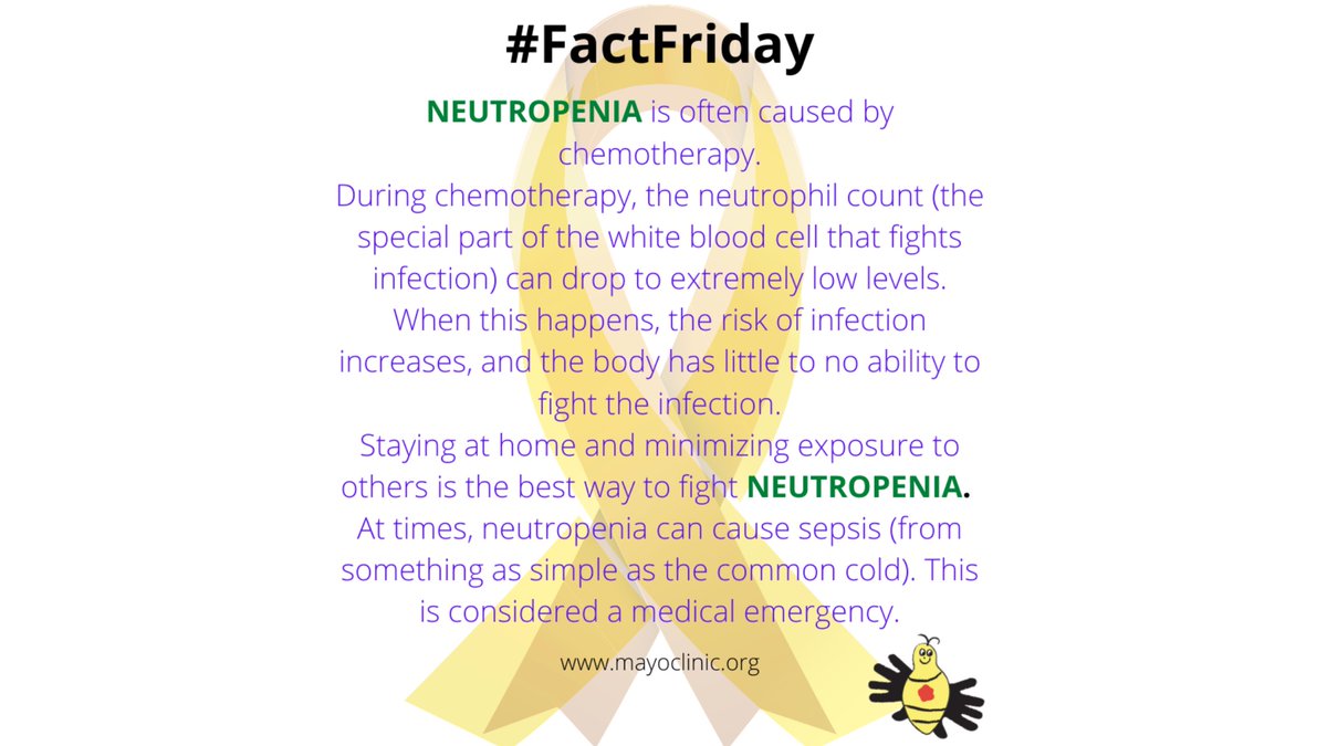If you have ever hung around a family whose kiddo has cancer you might have heard the expression, 'They are neutropenic right now.' But what exactly does that mean? Read today's #FactFriday to find out! 🐝🎗 #gogold #ChildhoodCancerAwarenessMonth #BBFkidddos #prosatwearingmasks
