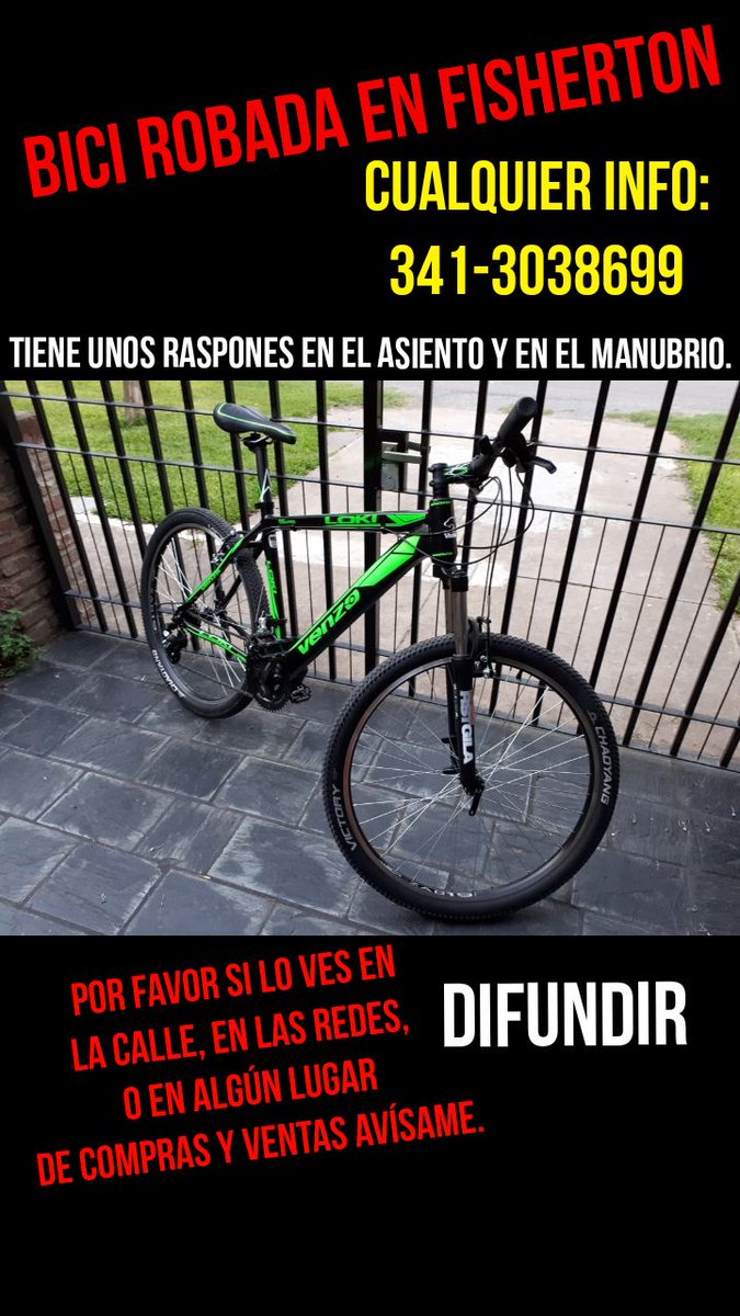 CandeListe's tweet photo. ME ROBARON LA BICI en #Fisherton.
Es una Venzo Loki.
Si la ven publicada o si saben algo, mi número es 3413038699 📲
DIFUNDIR POR FAVOR 🙏🏽 
• #ROSARIO •
@TransitoRosari
@leodelga2 @emergenciasAR @TransitoRos @Yojuanjunco @JAleart @RosarioAlerta @CalleDeRosario @Rosariociudadok https://t.co/0JyEs8rEbG