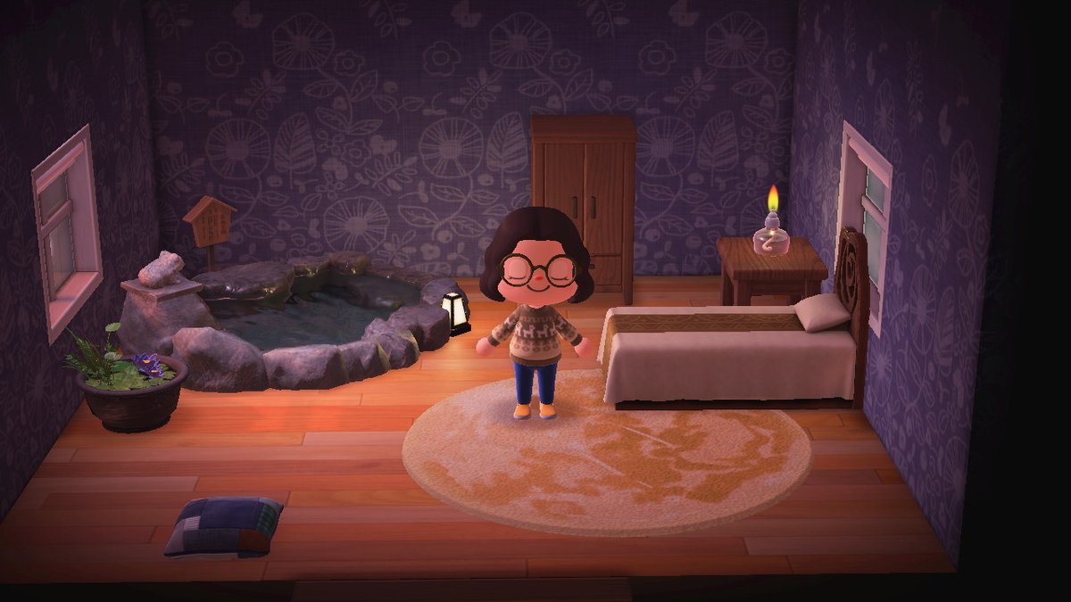 I've perfected my ideal bedroom. How do I translate this into real life?! #AnimalCrossing #ACNH #NintendoSwitch #bedroomhotspring