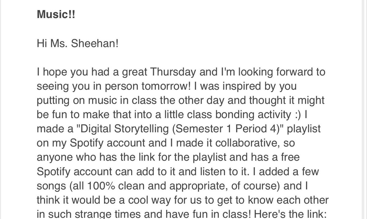 This came to my inbox today. You never know what will inspire someone &amp; sometimes we forget to recognize the brilliance in front of us! #MineoleProud #awesomestudents #empoweredstudents