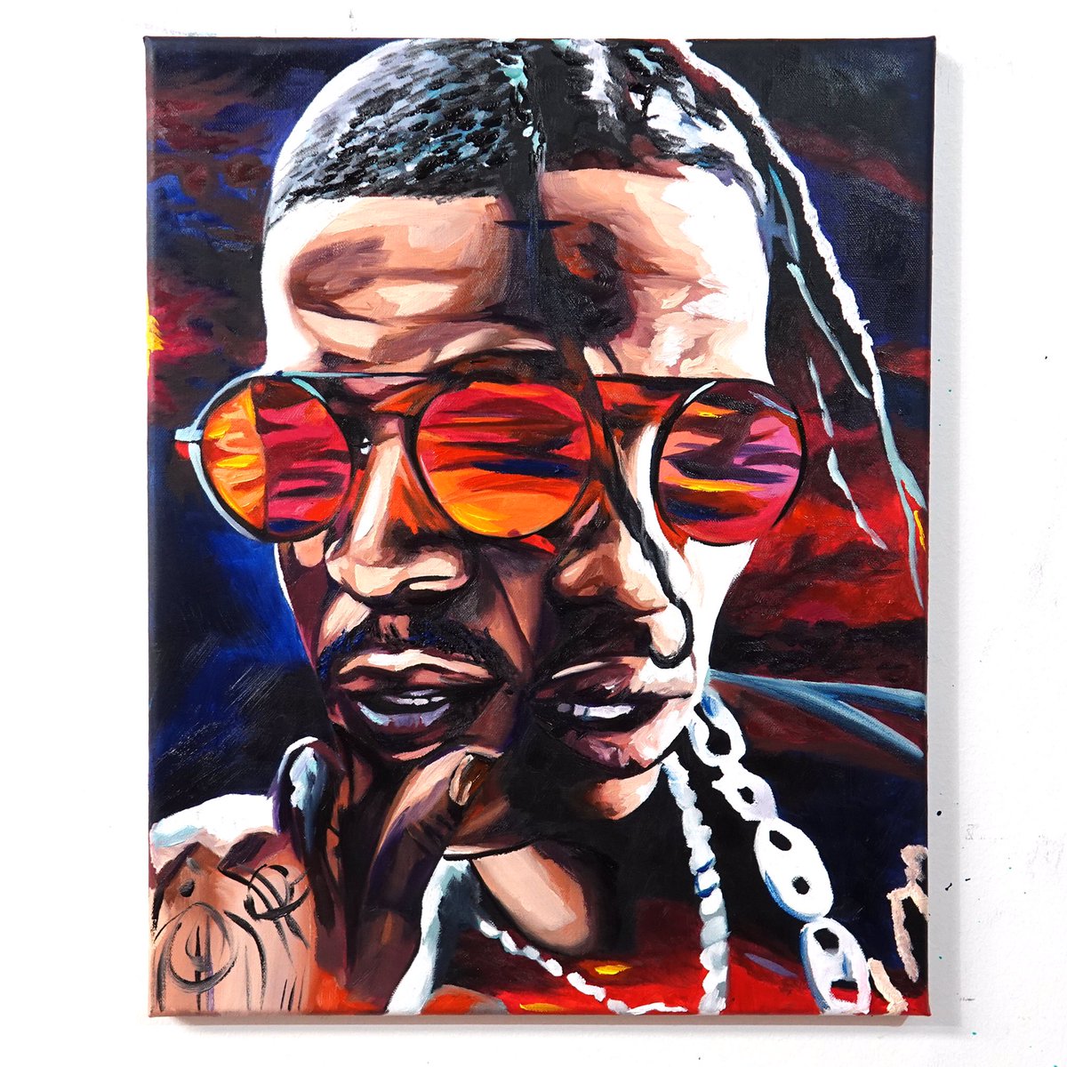 Maha_Sattva's tweet image. Look at my painting of you and Cudi bro