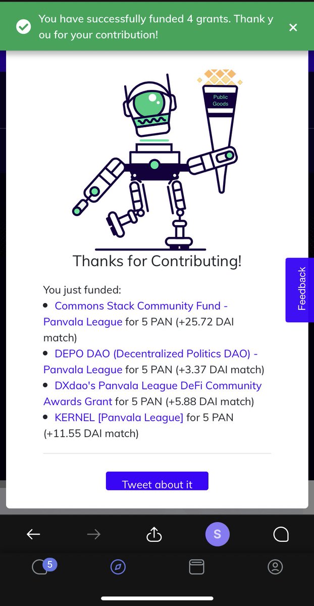 Sim_Pop's tweet photo. 📲 A bit more @gitcoin granting on the go - @PanvalaHQ $PAN style:

@commonsstack @Dxdao_ @GovrnHQ x @WeThePeeps_us #DEPODAO + not pictured  @metagammadelta and a wild @evan_van_ness #WeekinEthereum https://t.co/eH2sJhaeJk