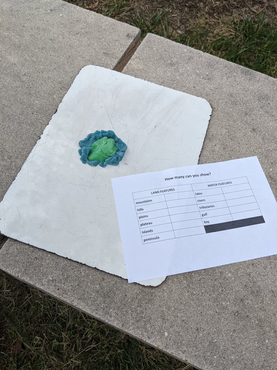 EmilyBrFCMS's tweet photo. Taking advantage of outdoor learning space today while building landforms with playdough! @scott_lykins @FCMSPrincipal https://t.co/w1TYEfu5KB