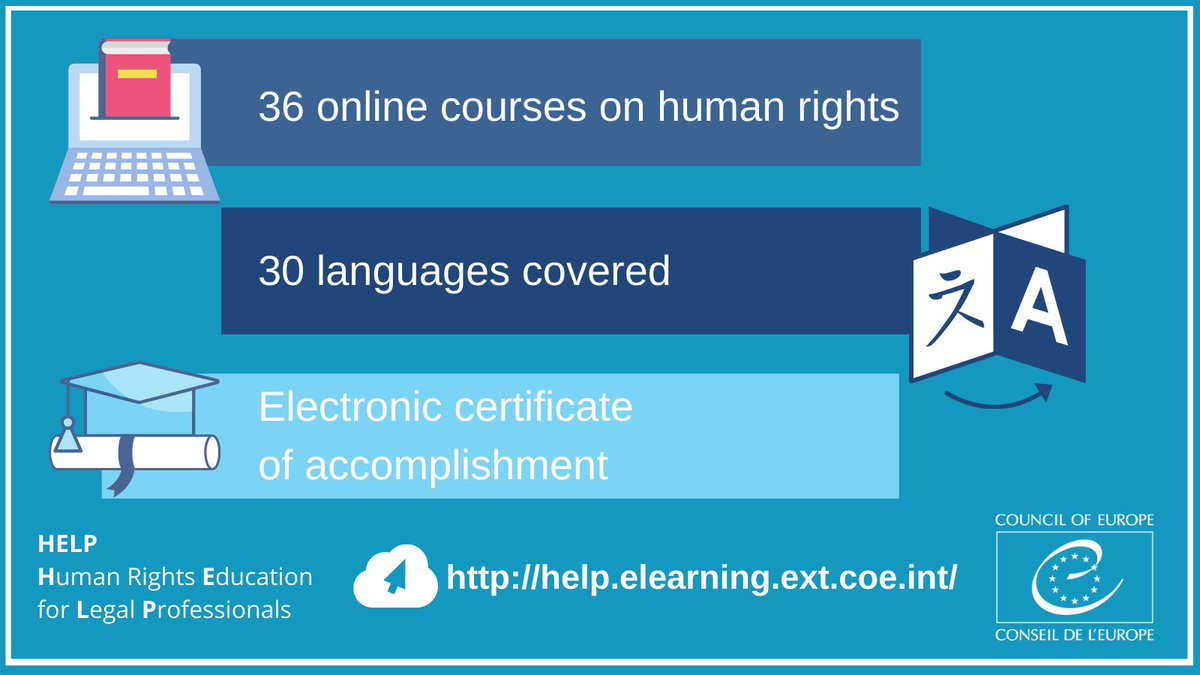 CoEHELP's tweet photo. #EuropeanDayofLanguages | We celebrate our rich linguistic and cultural diversity. @CoEHELP developping #OnlineCourses on #HumanRights invites you to check our online platform and take the course of your choice for free. Is your language there? #coeEDL

▶️https://t.co/Pn00lYEU7D https://t.co/8mgiBuCOeN