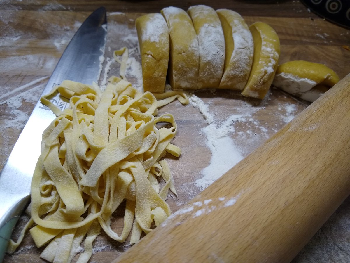 Hello gorgeous people, let's talk about pasta.TV shows, chefs, and companies who sell cooking equipment continually push the idea that making pasta is complex and requires lots of gear.BOLLOCKS.Ingredients: regular flour, eggs, olive oil, water.Gear: knife, rolling pin