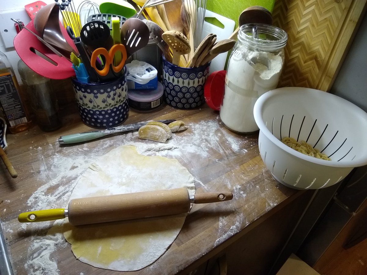 There's also a lie that you need a lot of space. Ha! Bite me.This is my entire daily work surface. It's 30 inches wide and also houses all the utensils and chopping boards.