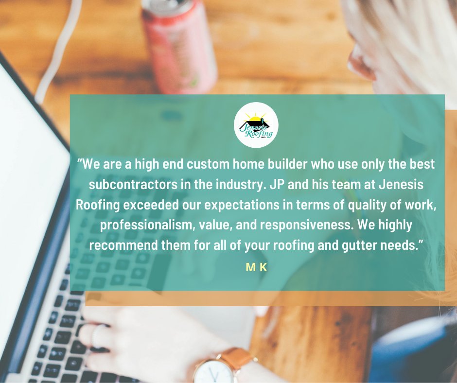 #CUSTOMERAPPRECIATION: Thank You, M K!! We appreciate the awesome review.

#ThankfulThursday

If you would like to share your feedback with Jenesis Roofing, we will provide a direct link below. We love hearing from you. 👨‍🔧
---
Write a Review: ow.ly/n6dF50xRwHG
