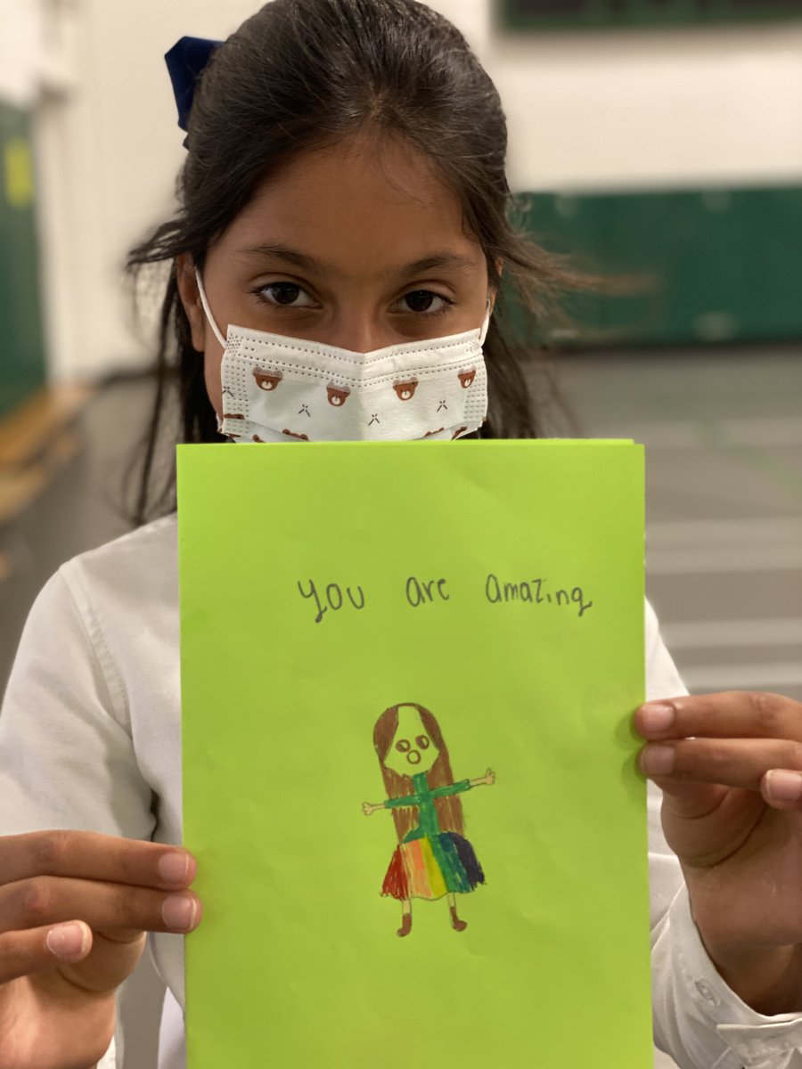branksomehall's tweet photo. #BranksomeHall Junior School students are participating in a heartwarming service project, creating cards for Canadian seniors living in care facilities, thanks to an invitation from Sending Sunshine. Amaal's card is sure to brighten someone's day. #BHFall2020 https://t.co/t2YienyaXu