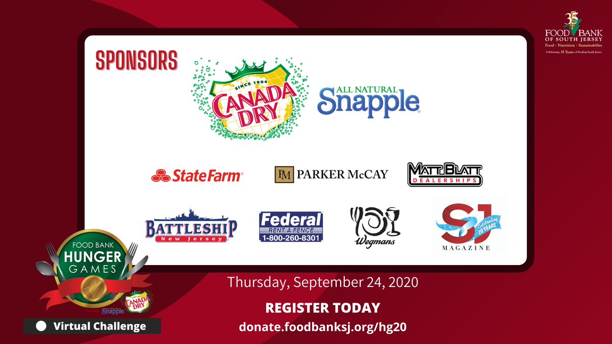 foodbankSJ's tweet photo. Only a few hours until the virtual premiere of the Food Bank Hunger Games, but we couldn't let another moment pass without thanking our sponsors! Special shout out to title sponsor @CanadaDry , media sponsor @Justsaysj & ingredient sponsor @Wegmans! #FBSJHungerGames #WatchParty https://t.co/6TcdiiXZLm