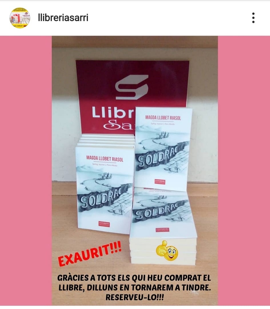 Magda_Llobet's tweet photo. Immensament agraïda per la resposta que ha tingut #soldrac a la @SarriLlibreria de Mollerussa. S'ha esgotat en hores el mateix dia que l'han posat a la venda,i aixo em dóna molta alegria. Aviat el tornaran a tenir. Gaudiu-lo.
#mollerussacomercial #llibrespertothom #comerçlocal https://t.co/43eOpmFo2G