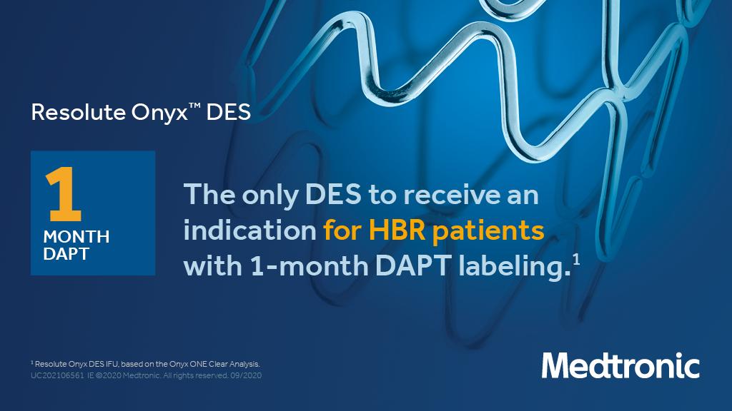 MedtronicCRDN's tweet photo. NOW FDA-APPROVED! Resolute Onyx™ DES is the first to receive an expanded indication for #HighBleedingRisk patients with 1-month DAPT labeling. https://t.co/F7dycO1J1i 

View safety info on our website. https://t.co/uGb4OSU4my #PCI #cardiotwitter https://t.co/jlhiSVcrlL