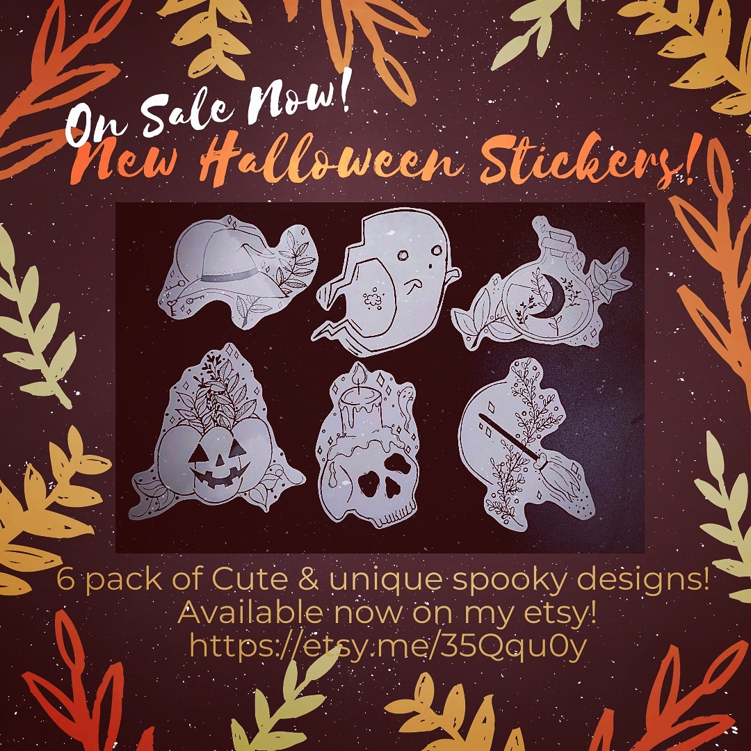 RachellemarieA's tweet photo. 🍂🎃 Halloween sticker pack NOW on etsy! : https://t.co/UIuw5ULSd4

6 pack of 3" halloween stickers 
Art by me; Rachelle Marie Art

#worldpeace #pumpkinseason #plantsoftiktok #sometimesirun #myart #GetTheLook #ghostphotoshoot #WhatsPoppin #boostyourmood #icecream #scienceathome https://t.co/3QFnEI1tJG