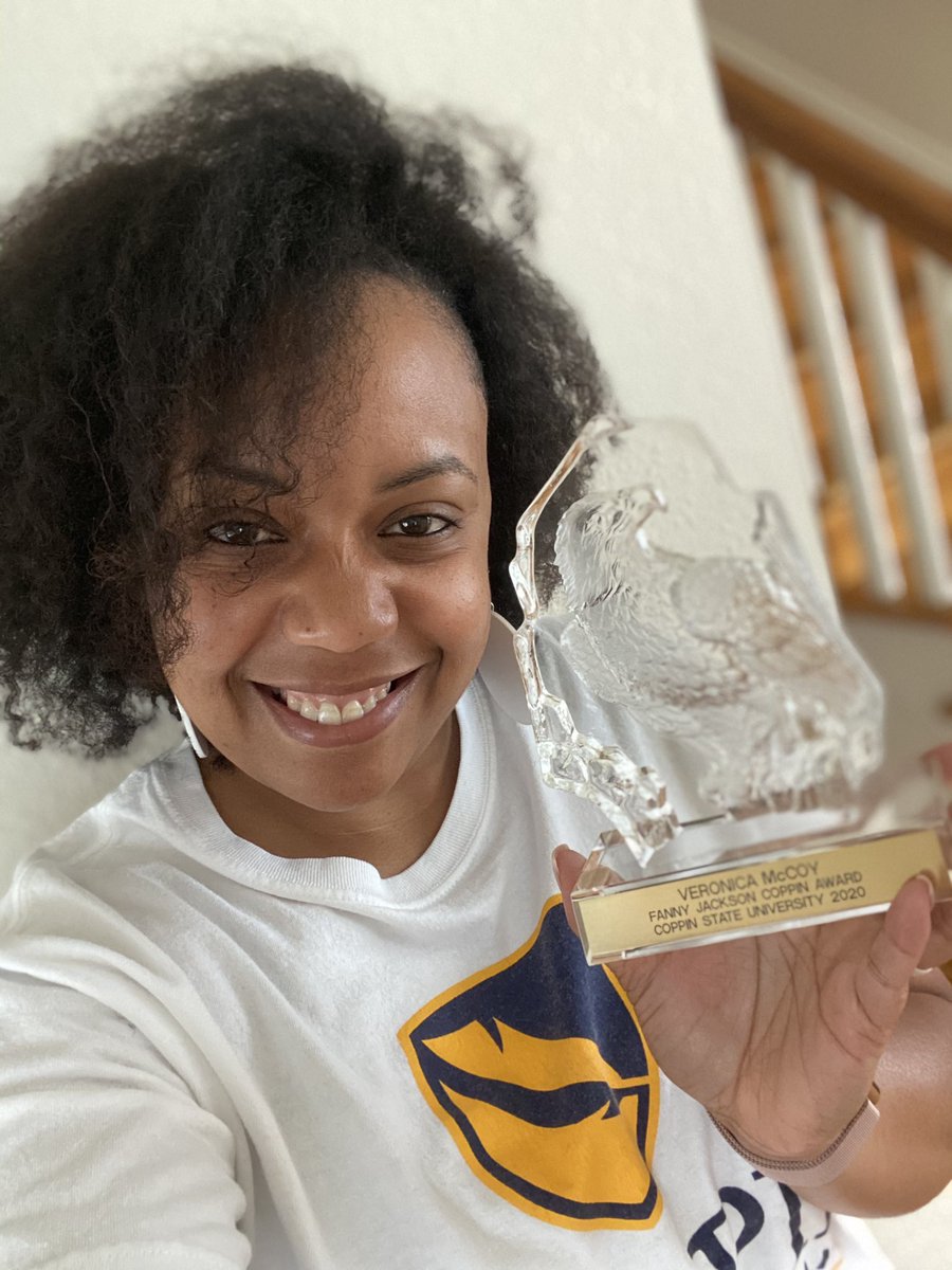 CoppinStateSOWK's tweet photo. Celebrating the scholars in the c/o 2020 @CoppinStateUniv may be delayed but never denied! Congratulations to THE Veronica McCoy winner of the Fannie Jackson Coppin Award! She is the epitome of what it means to be a social worker that leads! We are beyond proud of you! 💙💛🦅 https://t.co/KtjYOygo9v