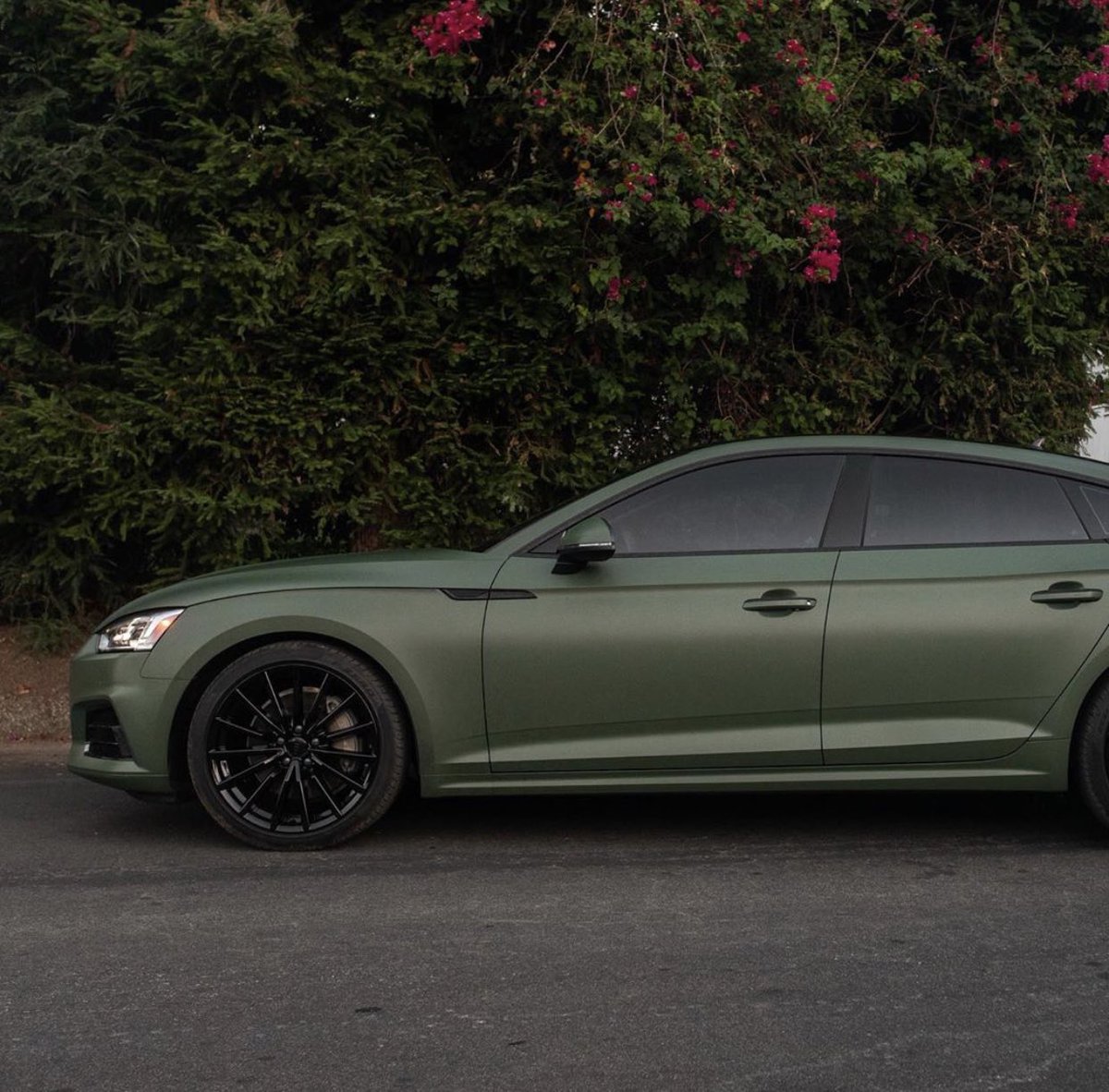 jplevels's tweet photo. Just wrapped this A5 Sportback Matte Military Green for a client and instead of doing chrome delete/blackout for the trims we added camo.. #Wrap #CarWrap #ChromeDelete #3M #LEVELcars https://t.co/BYUSv8u8LS
