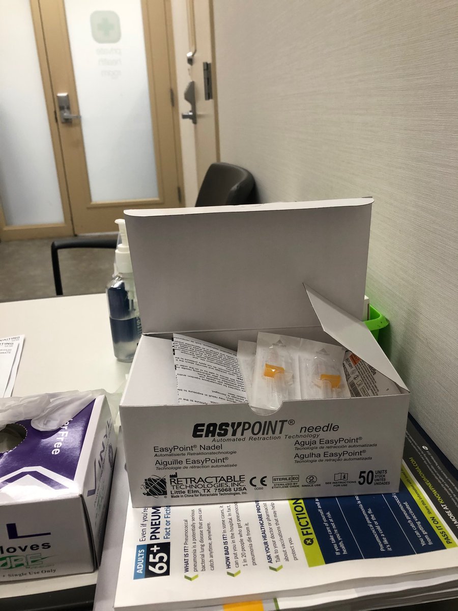 RCanarick2's tweet photo. @Walgreens Sitting at your store, waiting for a flu shot. I can’t imagine it’s a smart idea to just leave these needles sitting out! https://t.co/EqE0l2SROy