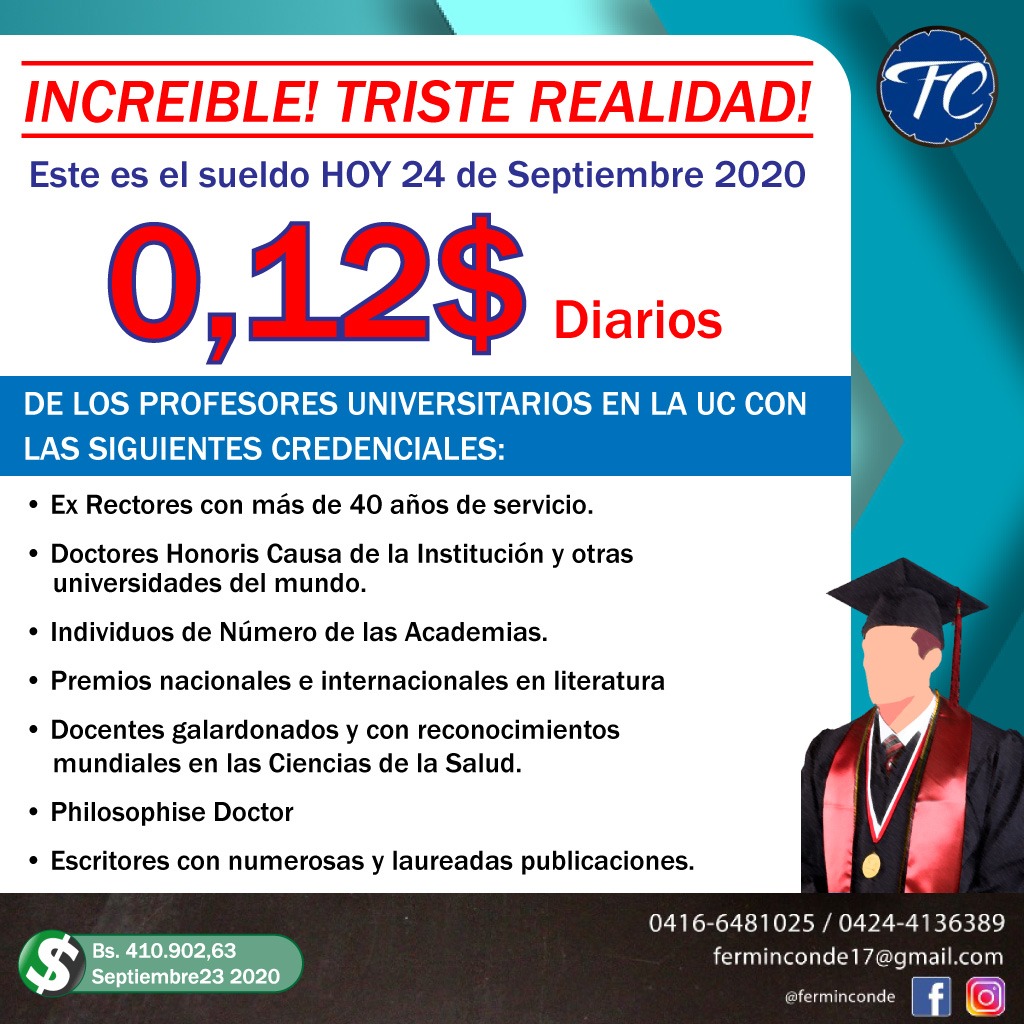 javillarrealh17's tweet photo. Quién vive con este salario diario? Quién puede reiniciar actividades de docencia, investigación y extensión con este pseudosalario? Ministro @CTrompiz2 sincere el sueldo de los universitarios! #UniversitariosEnRiesgo #AumentoSalarialParaLosUniversitarios https://t.co/6FW0Zan7DN