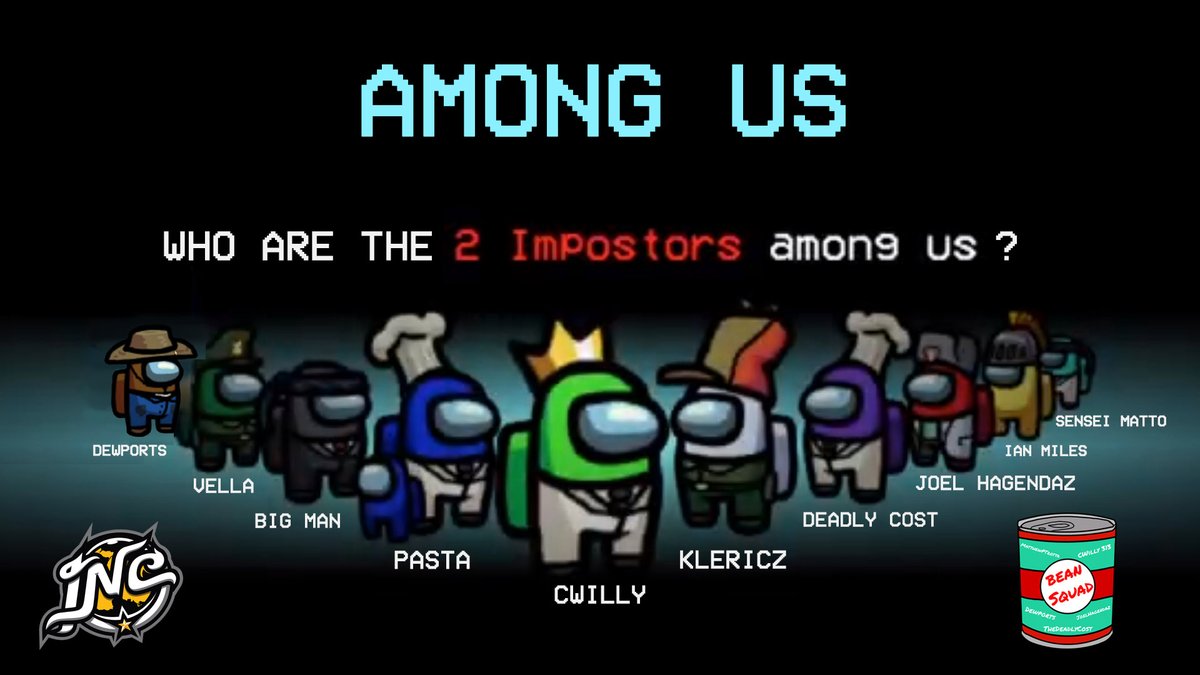 BeanSquad_'s tweet photo. 🚨 NEW VIDEO POSTED 🚨

Among Us Game

Featuring:
@idmPasta
@JorgeKlericz 
@IanMiles_ 
Vella
Big Man

🔗Link: https://t.co/MfBx3AxRMf https://t.co/GAaA3nhXmA