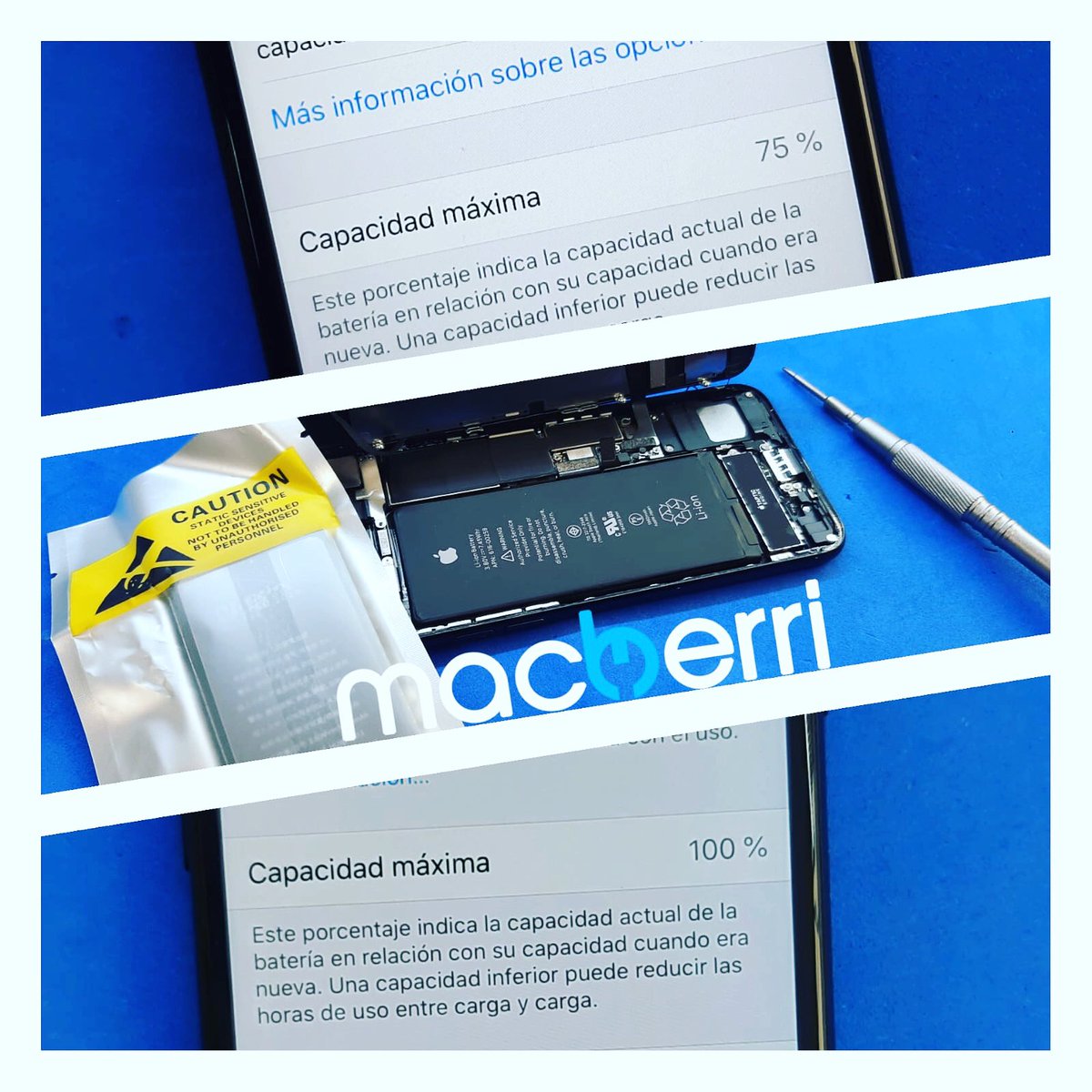 Cambio de batería de iPhone 7. Si se ralentiza tu iPhone es posible que tú batería este pidiendo el cambio. Llámanos!!!
☎️684051212
macberri.com
#macberri #macberribilbao #reparationiphone #reparaciónmóviles