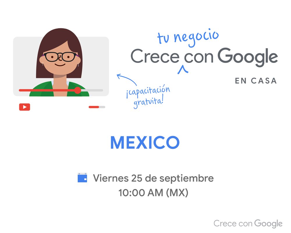 googlemexico's tweet photo. Si estás en el sector turismo 🇲🇽, inscríbete y participa en esta capacitación de #CreceConGoogle enfocada a las PyMEs de esta industria, afectada por las medidas implementadas a causa de COVID-19.

🌎✈️ Regístrate aquí → https://t.co/LsacCPZLLF #GoogleParaPyMEs https://t.co/1vTrjKG42H