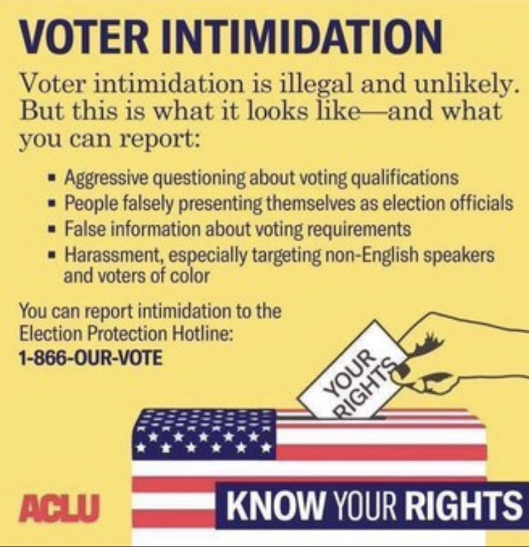 Meidas_P_Gekko's tweet photo. @realDonaldTrump & pals tweeting about the #armyoftrump becoming poll watchers has me more than just a little bit edgy. #Resisters , know what voter intimidation looks like & report, report, report, if you see it. #ElectionProtection @866OURVOTE https://t.co/NvxpKZFBJm
