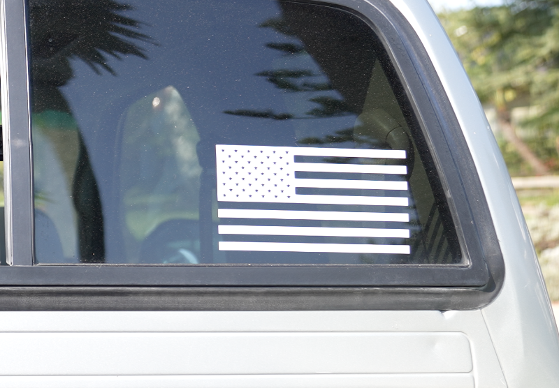 Casey's tweet photo. this flag was on my truck when i bought it used.  no color.  no blue, no red.  no text.  just what you see.  just so i know; does this flag represent anything beyond being the flag of the United States?  stand for anything?  negative or positive?  thanks a lot. https://t.co/7jB6j89qML