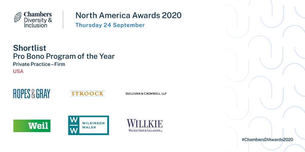 ChambersGuides's tweet image. Let us now turn our attention to the Pro Bono Program of the Year – Private Practice Firm award. An amazing 12 months for all shortlisted firms below. #probonoprogram #probonoaward #chambersdiawards