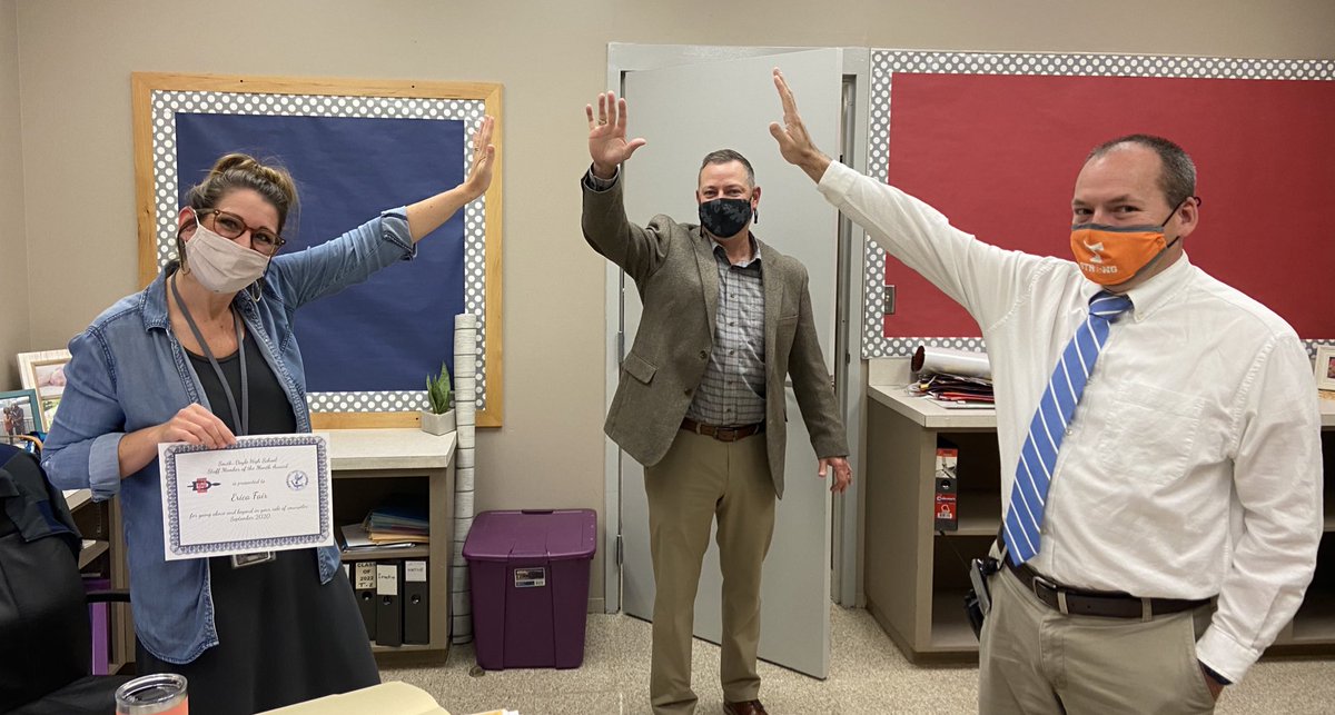 southdoylehs's tweet photo. Congratulations to our Staff member of the month, Erica Fair! She was chosen by her colleagues for going above and beyond in her role as 11th grade counselor. Thank you for your ceaseless devotion to your students and your profession! #SDHSStrong https://t.co/UCOtIvBBJ4