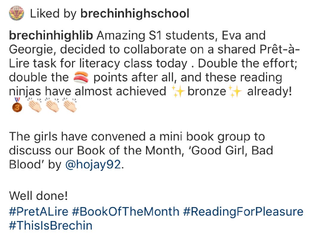 BrechinHighLib's tweet photo. #PretALire #ReadingForPleasure #LiteracyClass #BookOfTheMonth @HoJay92 #ThisIsBrechin https://t.co/YAnWsNAoML