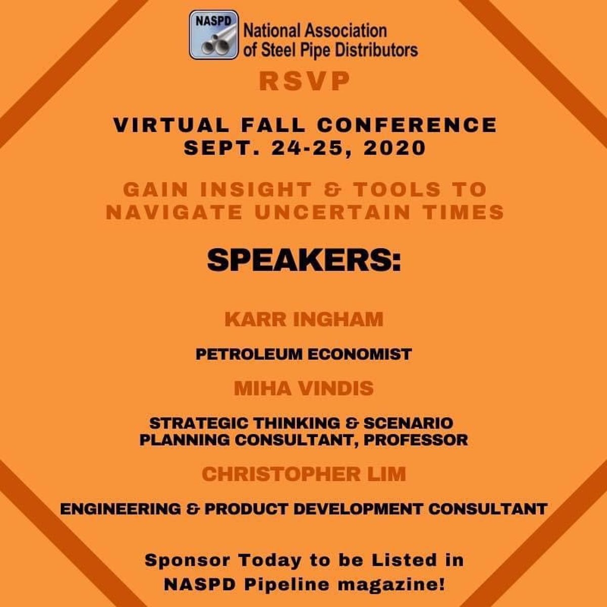 OCTG_Network's tweet photo. We are excited! The National Association of Steel Pipe Distributors’ Virtual Fall Conference is this week! 

#NASPD #octg #steelpipe #pipedistributor #casing #tubing #linepipe #oilandgas #oilcountrymedia https://t.co/RZrgp3nNqA