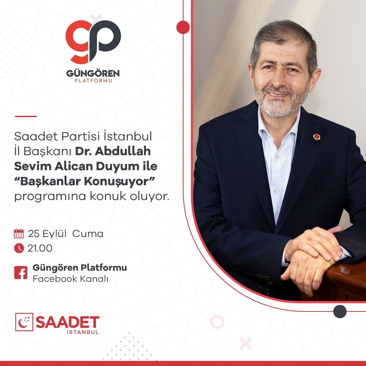 İl Başkanımız <a href="/drabdullahsevim/">Abdullah Sevim</a> yarın saat 21:00'da  Güngören Platformu Facebook sayfasında <a href="/alicanduyum/">Alican Duyum</a>'un sorularını yanıtlayacak.

<a href="/Gungorennet/">Güngören Bülteni</a>
