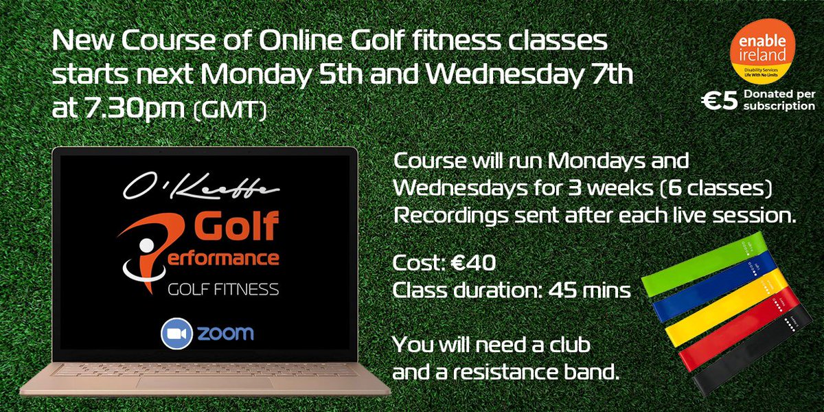 OkeeffePeter's tweet photo. I am delighted to be teaming up with @EnableIreland for my new courses of online golf fitness classes. I will be so rating €5 from every subscription to Enable Ireland. We are starting the classes again on the 5th of October - drop me a line to petertpigolf@gmail.com to book https://t.co/J2E9YnuTHO