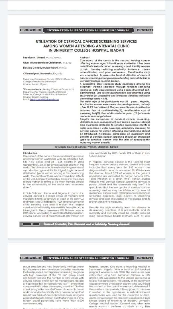 Callednurse's tweet photo. I received a great news today from Otun Damilola @otunremmy a Nurse-Intern @ Federal Medical Centre, Abeokuta and a Graduate of University of Ibadan. Her paper was published alongside her lecturers. She said after the conference held by @inrnigeria&amp; @NunsaNational ...1/2 https://t.co/TBtQyHj8iB