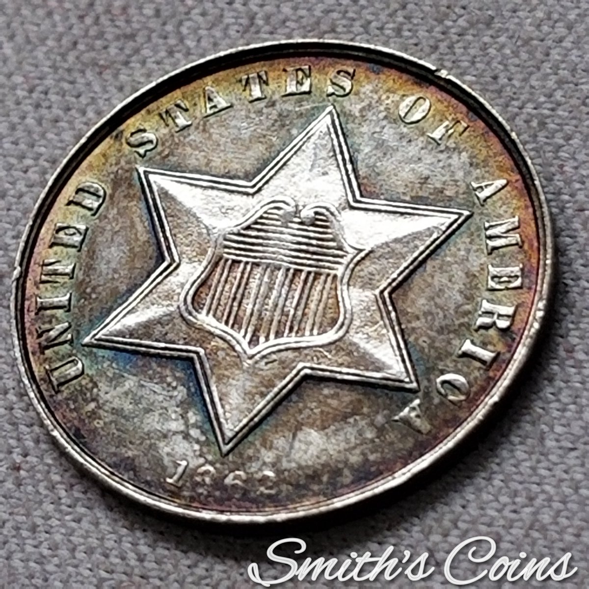 SmithsCoins's tweet photo. 1862 ~ Silver Three Cent ~ AU 58 (Available in our online store, via Private Message, or phone)
https://t.co/OrQcGkhCa8
#RAD764 #coincollecting #numismatics #historyinyourhands #uscoins #antique #vintage #silver #threecent #threecentsilver #3cent #toned #rainbow https://t.co/mSZsuWQJ7d