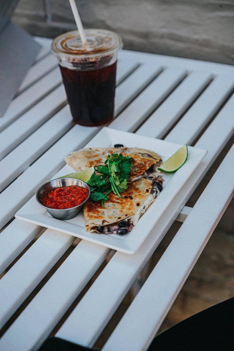 RvccIntersect's tweet photo. Hungry? Try our new Quesadilla - home-made tortilla, Monterey Jack cheese, fire roasted salsa and black beans. Add barbacoa. Open 8am-3pm daily for delivery, takeout and outdoor seating. https://t.co/CsPph3LdFy