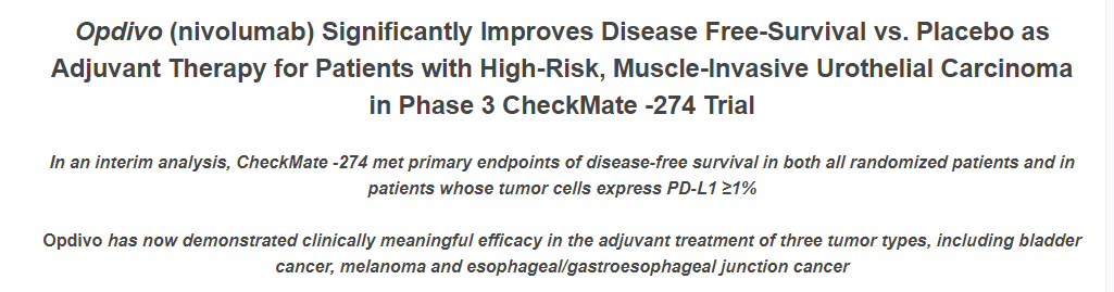 DrChoueiri's tweet photo. JUST Now, and a wow! Adjuvant nivolumab improves DFS as  for high-Risk, Muscle-Invasive Urothelial Carcinoma (CheckMate-274). Big news for bladder cancer patients. Congrats @MattGalsky &amp;colleagues! @OncoAlert . Melanoma, GEJ/E #ESMO20 and now UC for #nivo
https://t.co/KG5MOrHCXw https://t.co/oFfipq98TQ