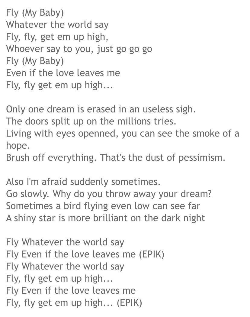 and here’s a little snippet of the lyrics of “fly” translated bc i think it’s clear why yoongi particularly liked this song a lot