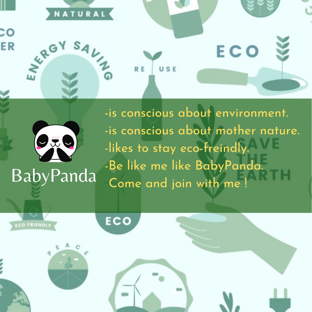 yoursBabyPanda's tweet photo. BabyPanda is conscious. Join the panda as we will soon be coming with our eco-products!
#ecofriendly #environment #nature #ecoproduct #sustainability #environment https://t.co/tB85Zh88c0