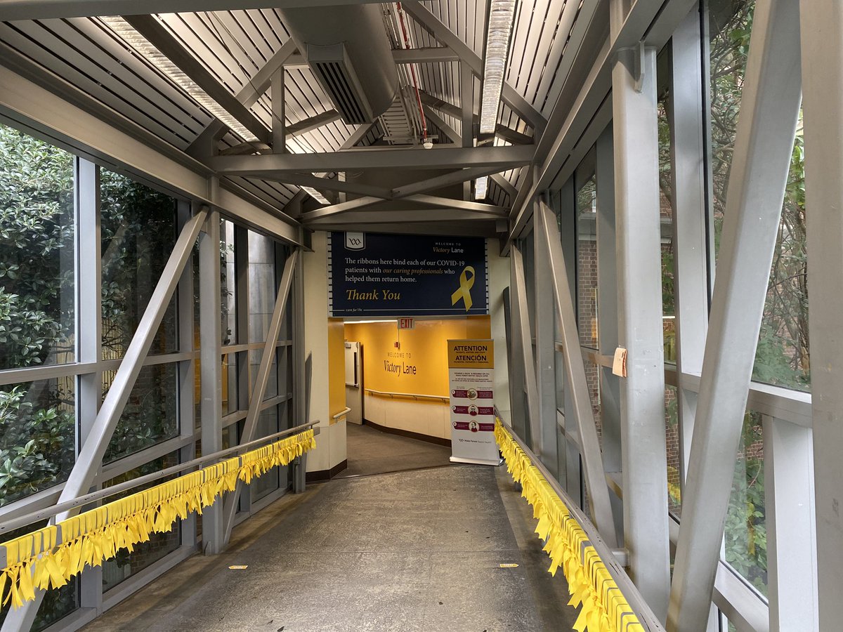 Each ribbon in the “Victory Lane” represents a patient with #COVID19 who was discharged to home from @wakehealth. Thank you to all of the providers, staff, and students who have worked tirelessly over the past 6 months!

#WakeHospitalMedicine
#heroesatwork
#teameffort