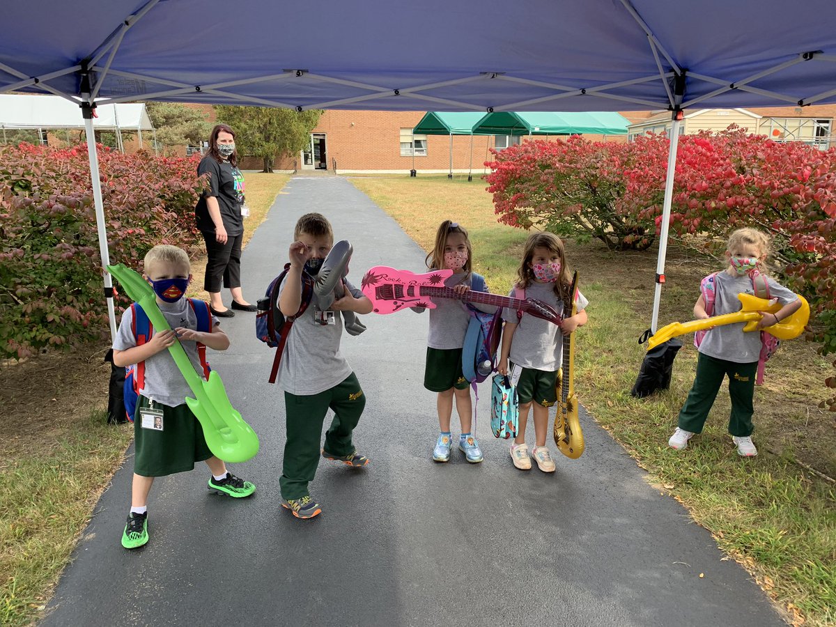 SMSSchool3510's tweet photo. Oh what fun we have at SMS! Mrs. Kanai takes temps and chases away the pesky turkeys, 3rd grade works on math at home and in school and Kindergarten rocks out today! #smsfriends #rcda @NYSCatholicConf @EvangelistALB @RCDASupt @CathSchoolNews @WTEN @SienaCollege @RCDASchools https://t.co/m9zX5ruglC