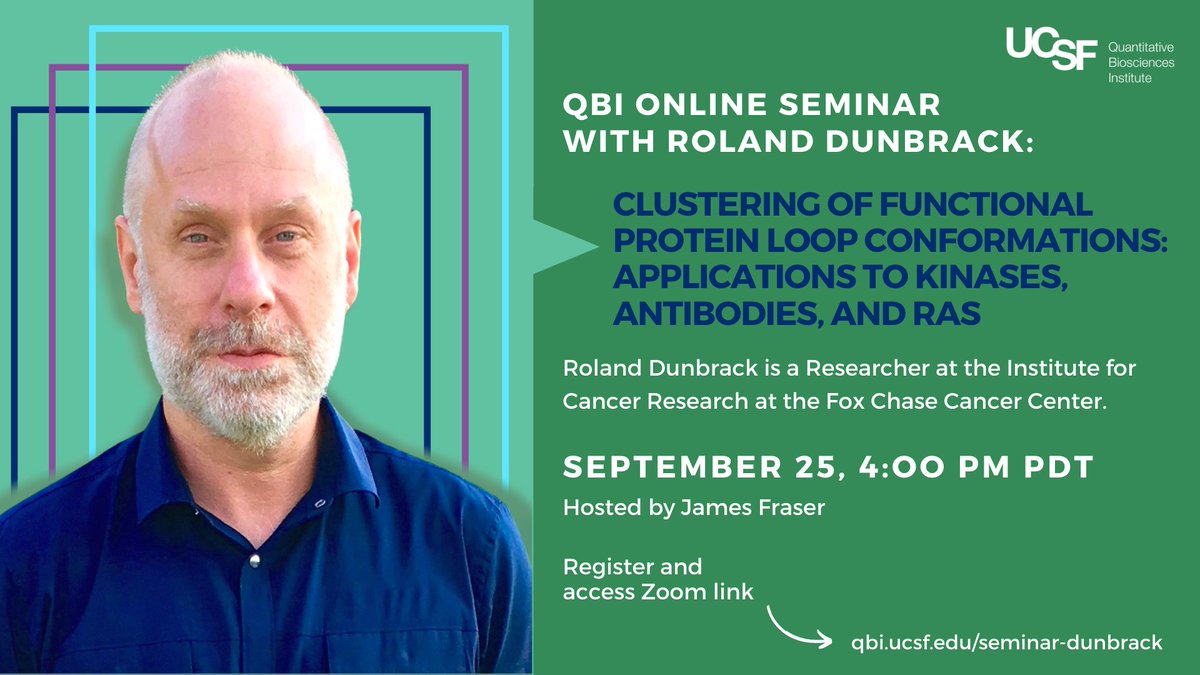 QBI (@qbi_ucsf) on Twitter photo Join us tomorrow at @ 4 PM for an online seminar featuring Roland Dunbrack <a href="/RolandDunbrack/">Roland Dunbrack 🏳️🌈 @rolanddunbrack.bsky.social</a> of <a href="/FoxChaseCancer/">Fox Chase Cancer Center</a>, hosted by <a href="/fraser_lab/">James Fraser (A$AP J)</a>!
Register here and tune in: qbi.ucsf.edu/seminar-dunbra… Join us tomorrow at @ 4 PM for an online seminar featuring Roland Dunbrack <a href="/RolandDunbrack/">Roland Dunbrack 🏳️🌈 @rolanddunbrack.bsky.social</a> of <a href="/FoxChaseCancer/">Fox Chase Cancer Center</a>, hosted by <a href="/fraser_lab/">James Fraser (A$AP J)</a>!
Register here and tune in: qbi.ucsf.edu/seminar-dunbra…