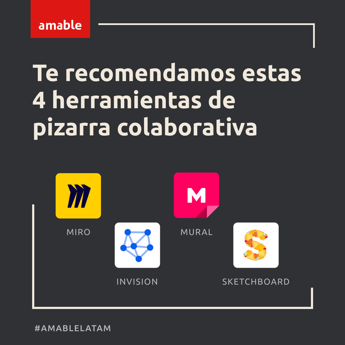 amable_'s tweet photo. Les compartimos algunas herramientas de pizarra colaborativa en tiempo real que nos gusta usar internamente y con nuestros clientes, lienzos infinitos que ayudan a realizar actividades y talleres diversos ¿cuál es tu preferida?

#AmableLatam #Herramientas #Colaborativo https://t.co/TGiWZkZewK