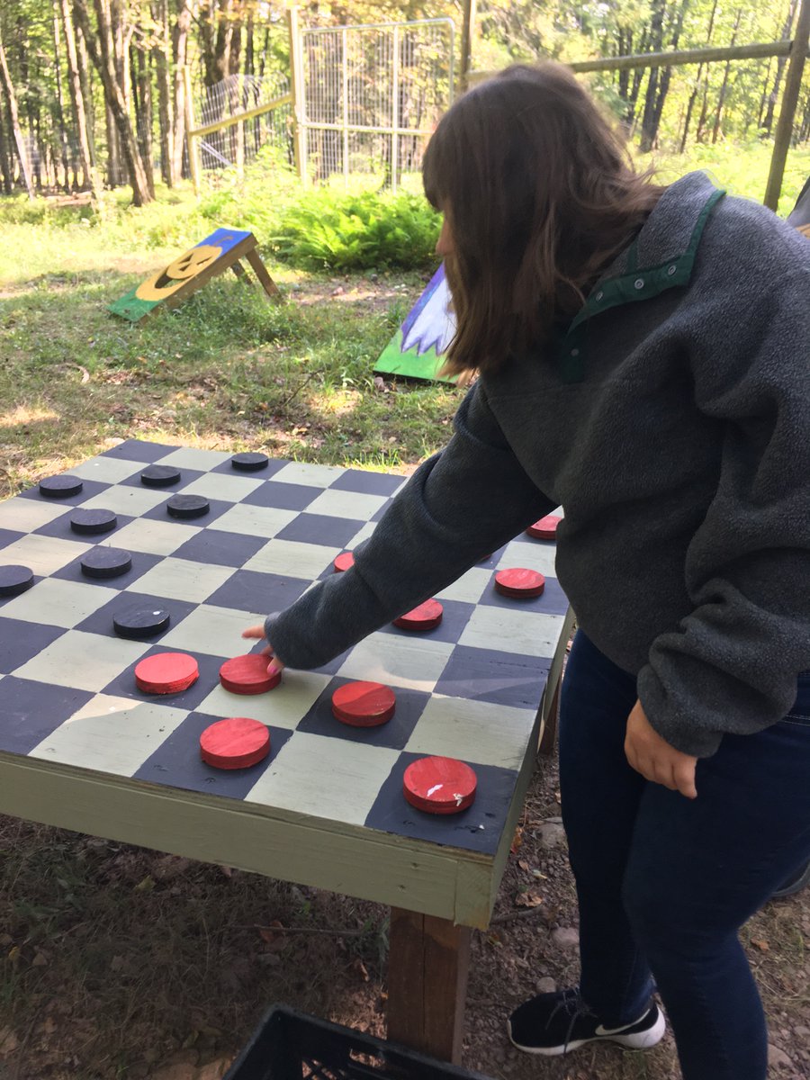 TCFDiscovery's tweet photo. #TCFD residents paid a visit to #SweetHill farm to lend a helping hand at collecting eggs, visit w/our beloved donkeys, & to get a game of checkers going! Fun fact: the group has also been learning how to use a solar wax melter to melt down bees wax used to make lip balm! https://t.co/uwLWHLzRrJ
